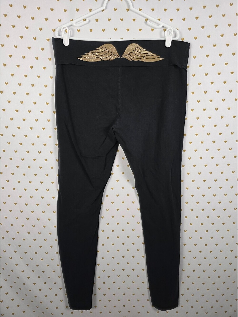 Victorias Secret Angels Gold Glitter Bling Wings Foldover Yoga pants XL